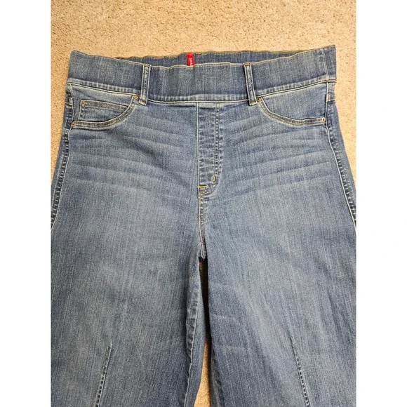 Spanx Seamed Front Wide Leg Jeans Vintage Indigo High Rise Pull On 20407R 1X - Picture 3 of 9